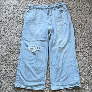 Old Navy Mid Rise Baggy Wide Leg Drapey Denim sz 14